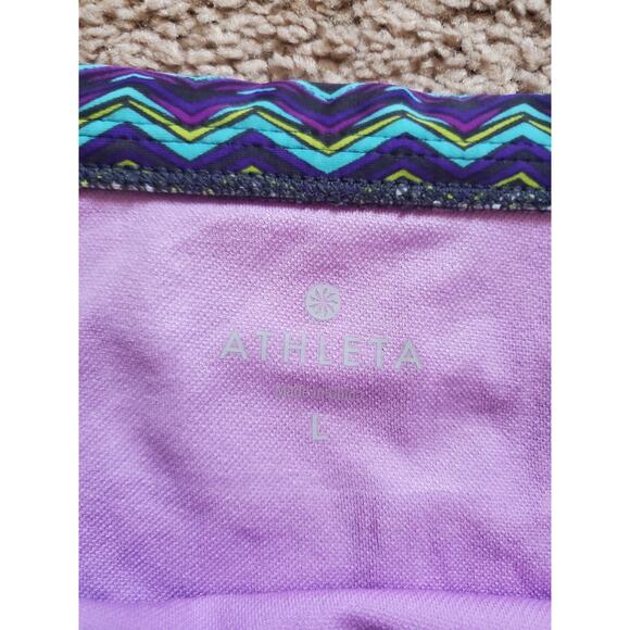 Athleta Purple Zigzag Geometric Print Foldover Bikini Swimsuit Bottom, Sz Large - Picture 2 of 8